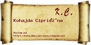 Kohajda Cipriána névjegykártya